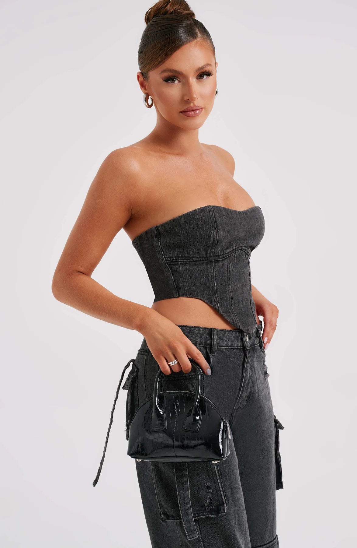 Denim corset and Cargo pants set