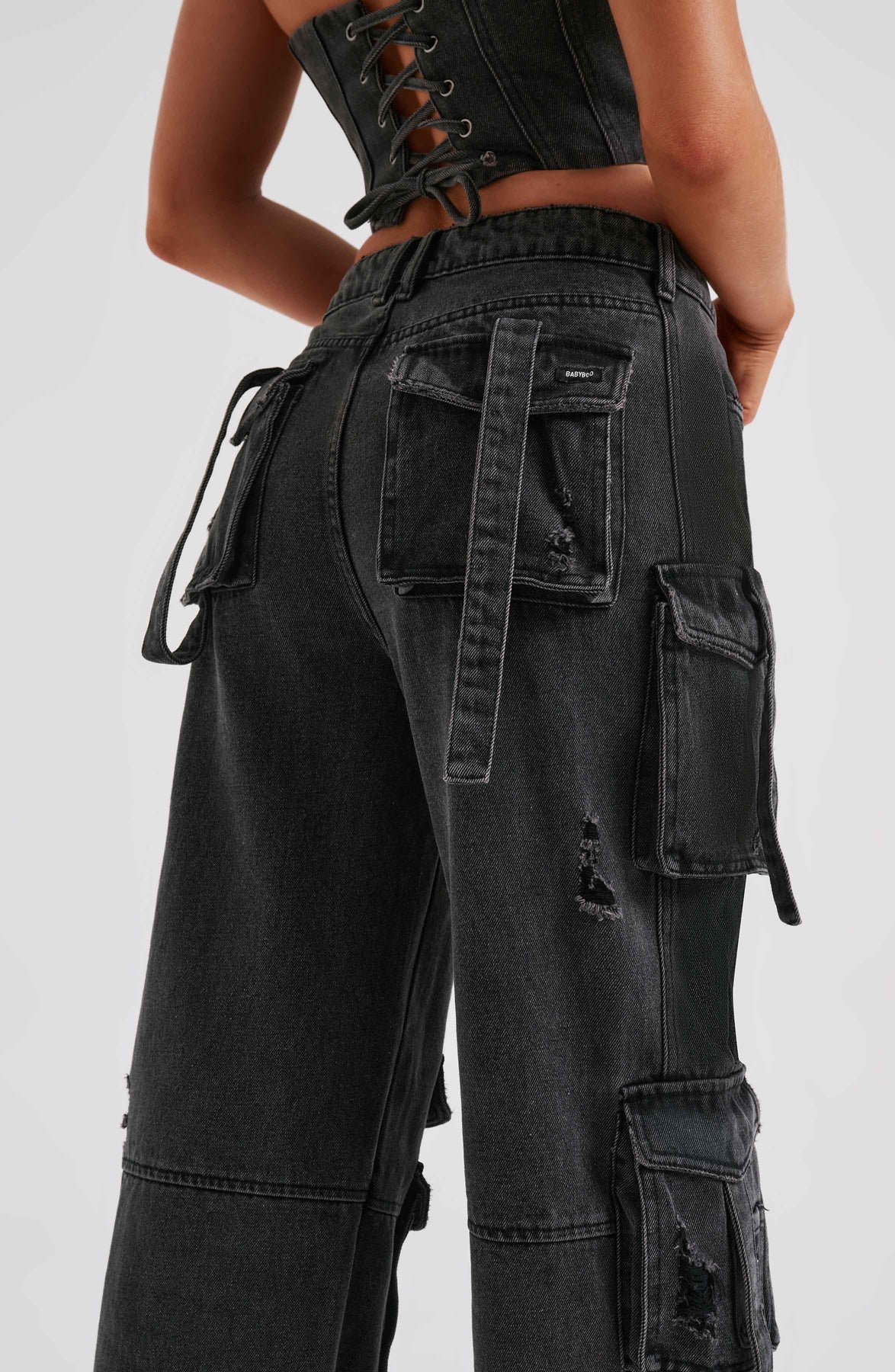 Denim corset and Cargo pants set