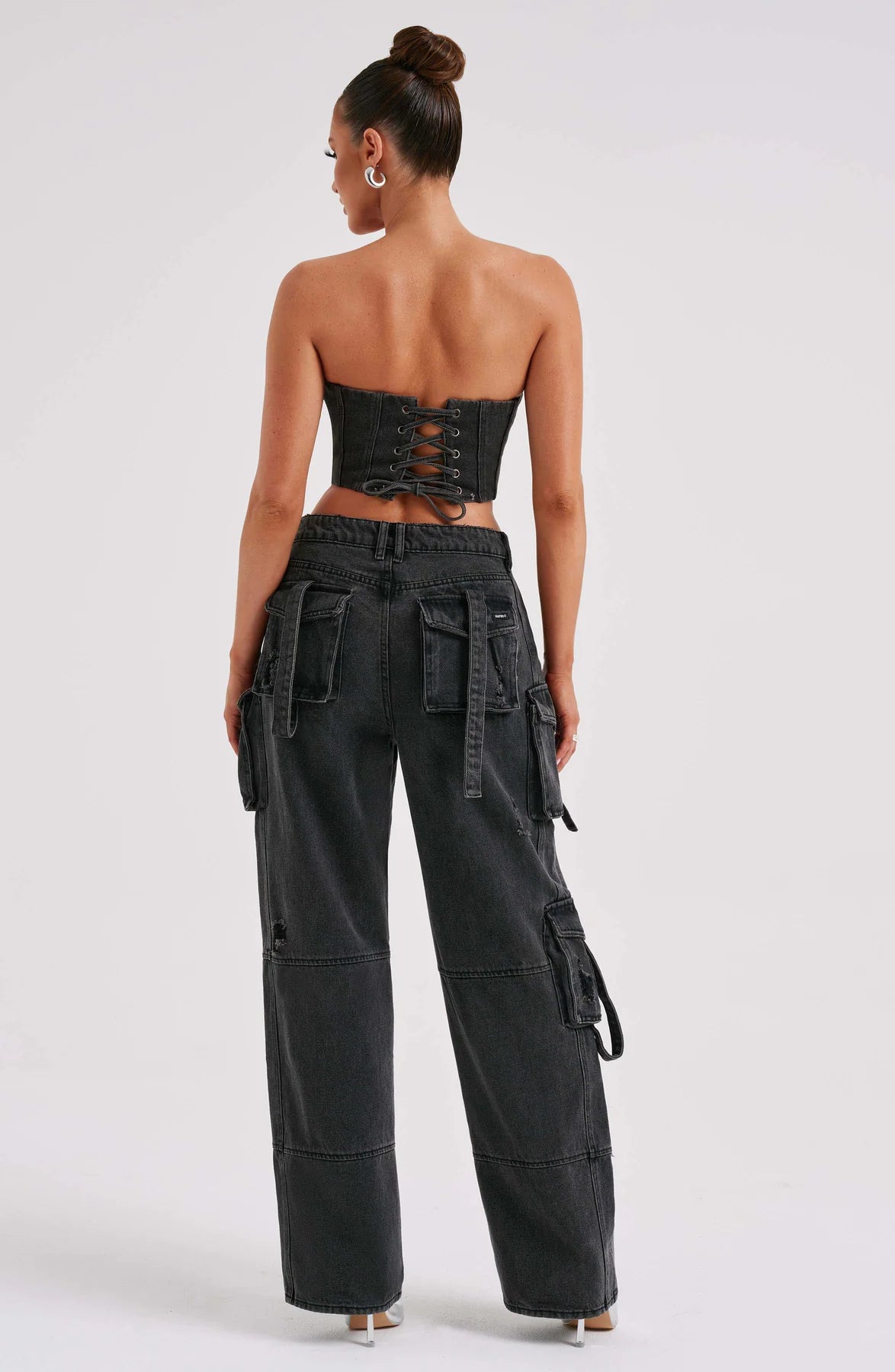 Denim corset and Cargo pants set