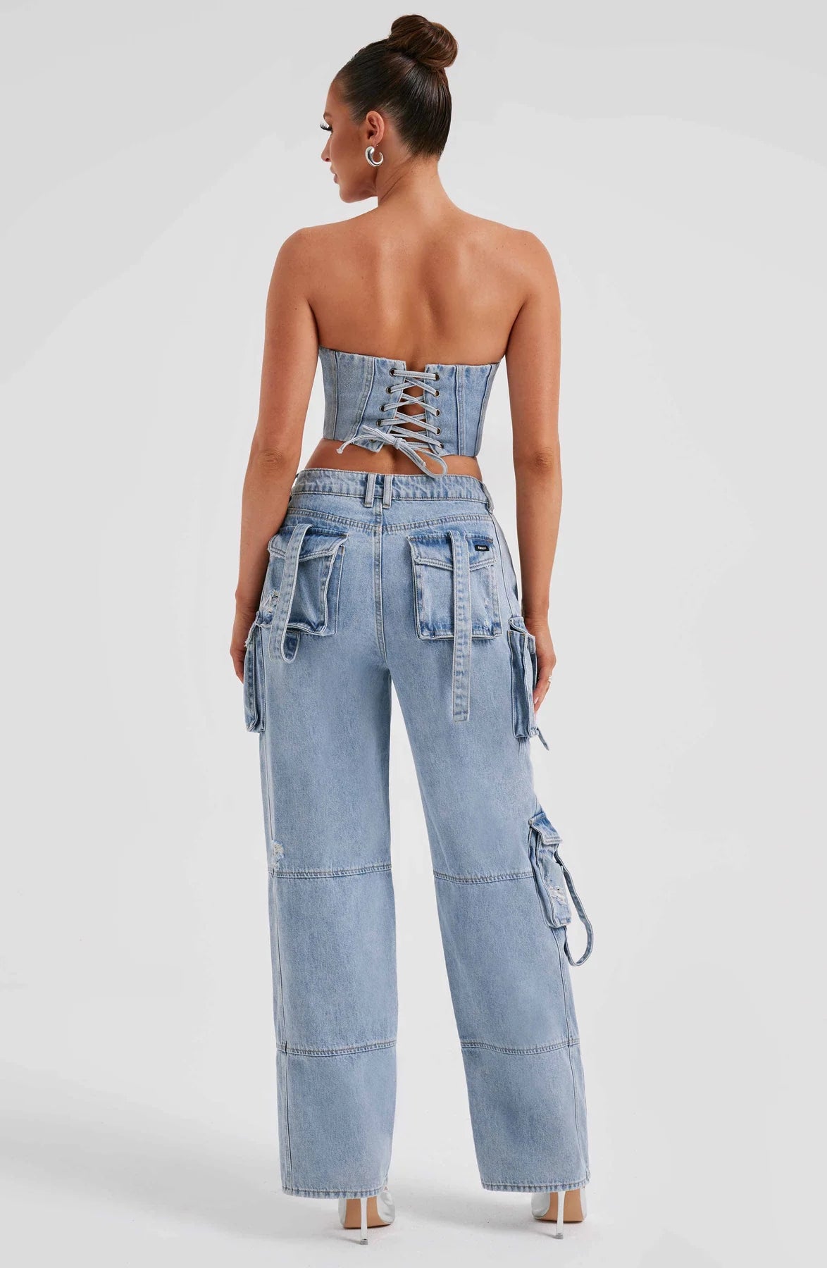 Denim corset and Cargo pants set