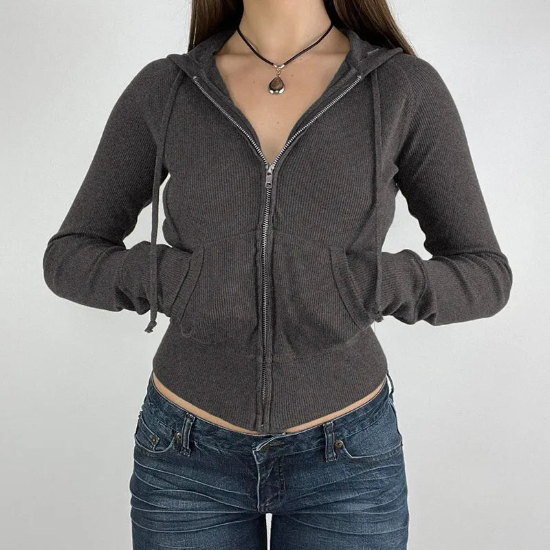 Hooded Zip Up Cardigan