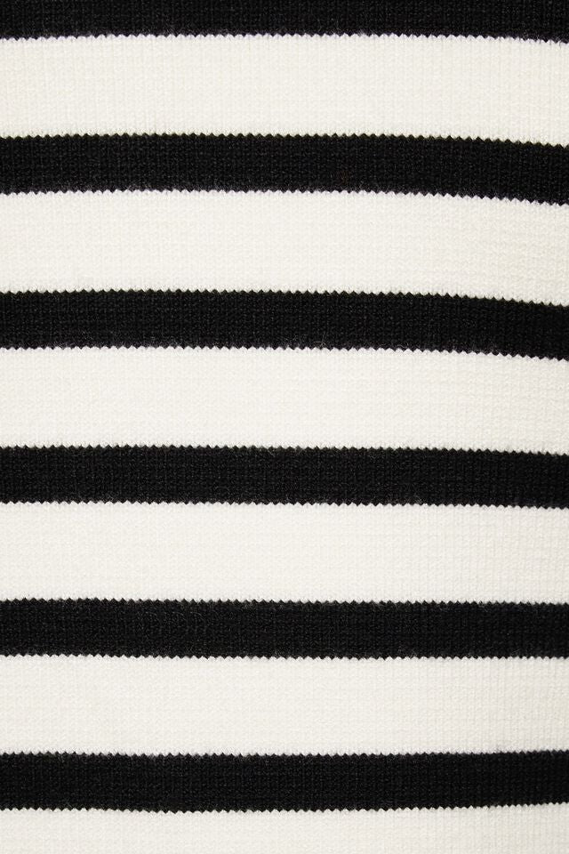 White Cardigan With Black Stripes