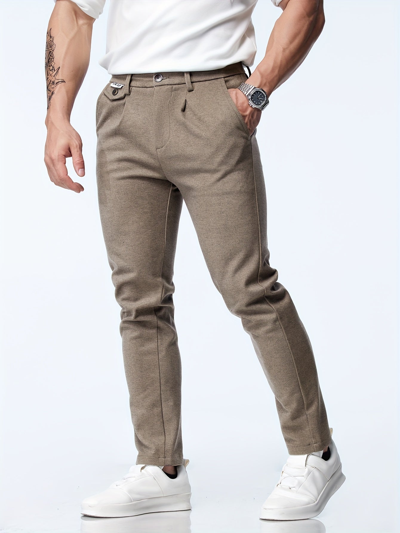 Casual straight stretch trousers for men