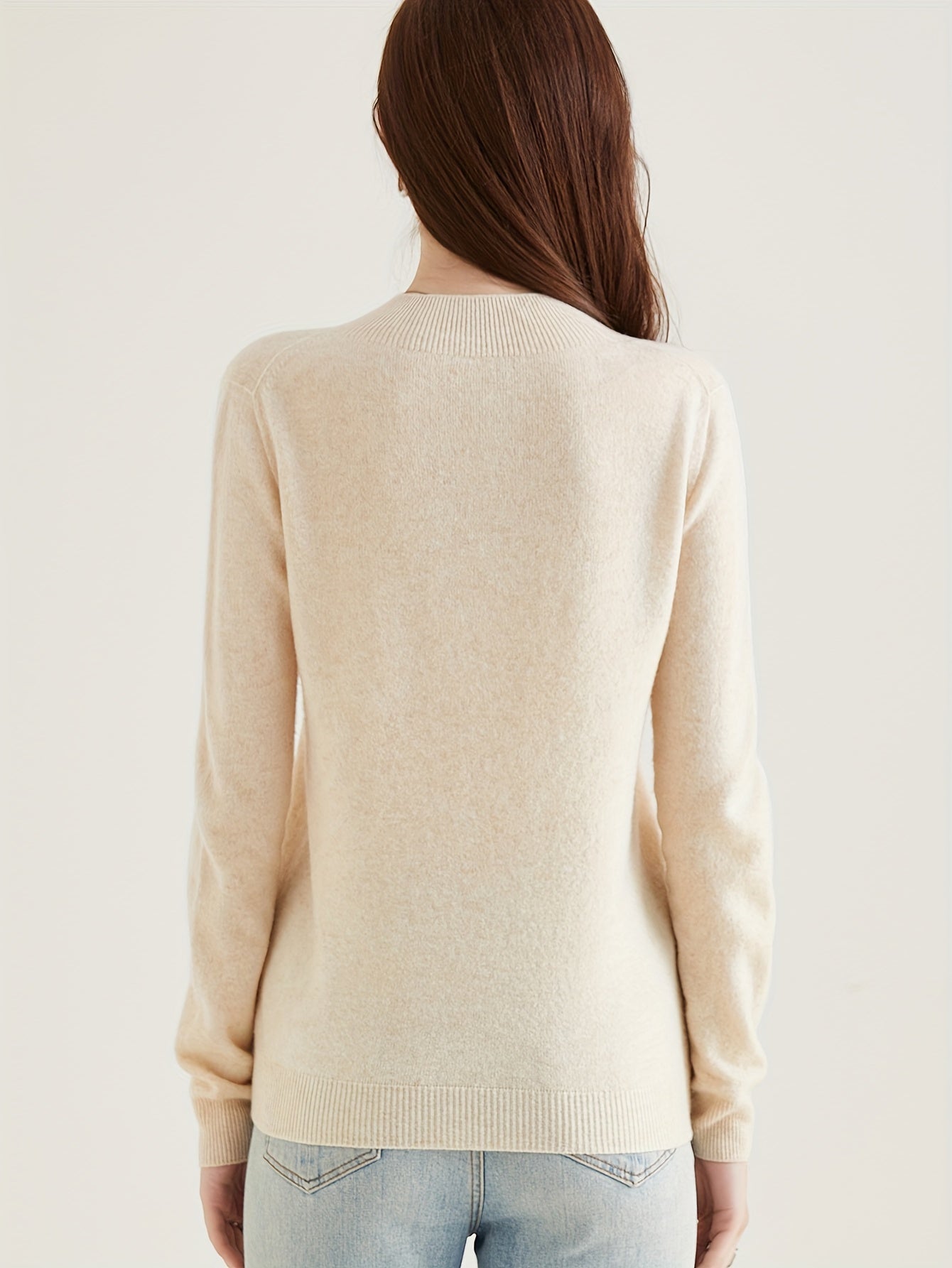 Sweater with high collar and wool sleeves