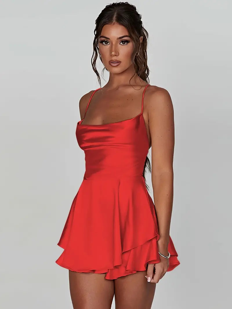 Backless Spaghetti Strap Tiered Dress