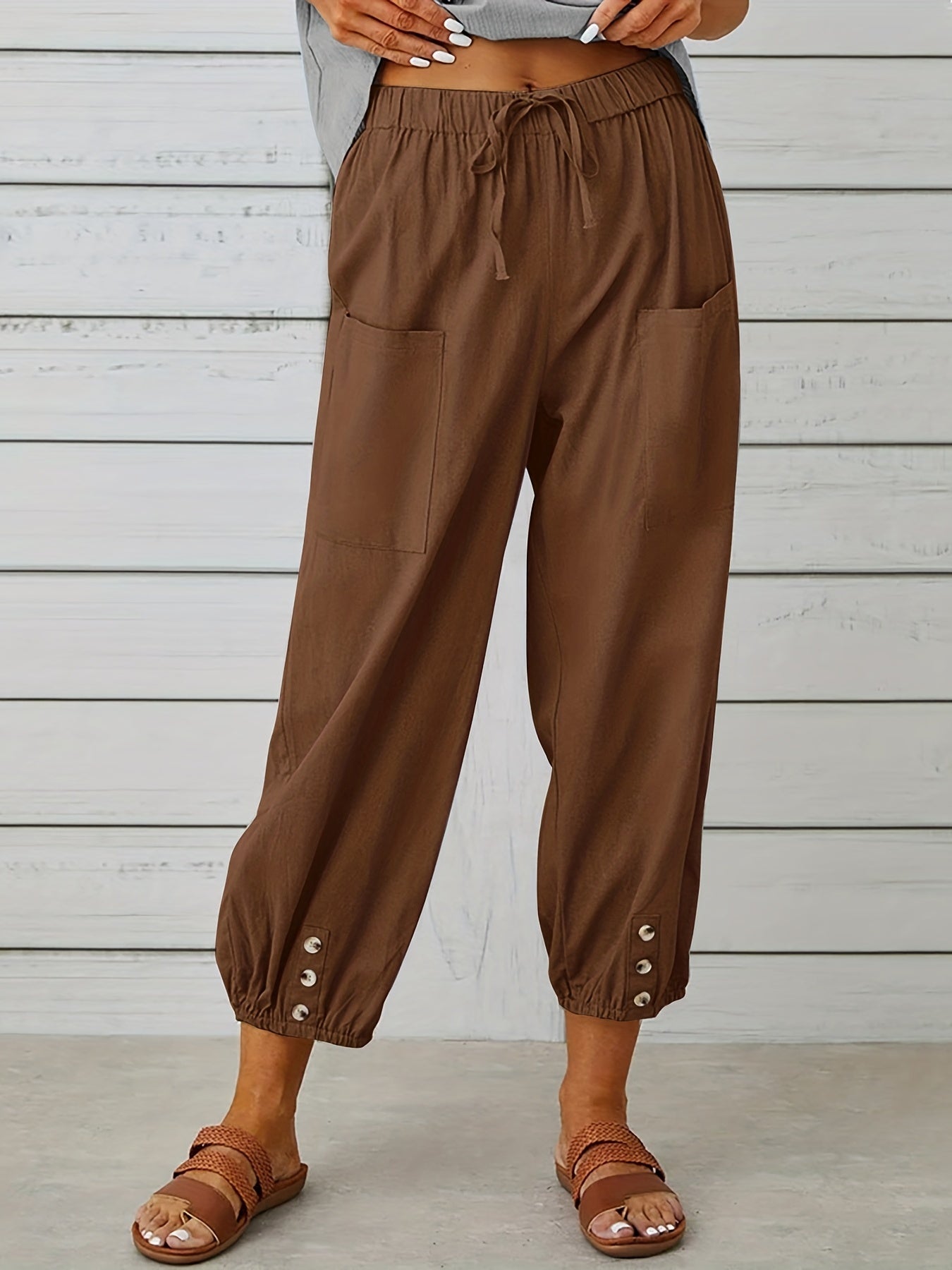 Patched crop pants for women