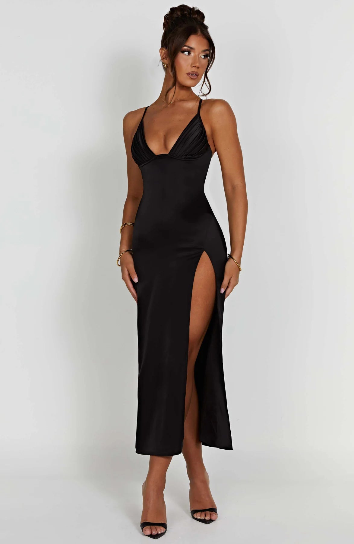 Elegant Spaghetti Strap Midi Dress