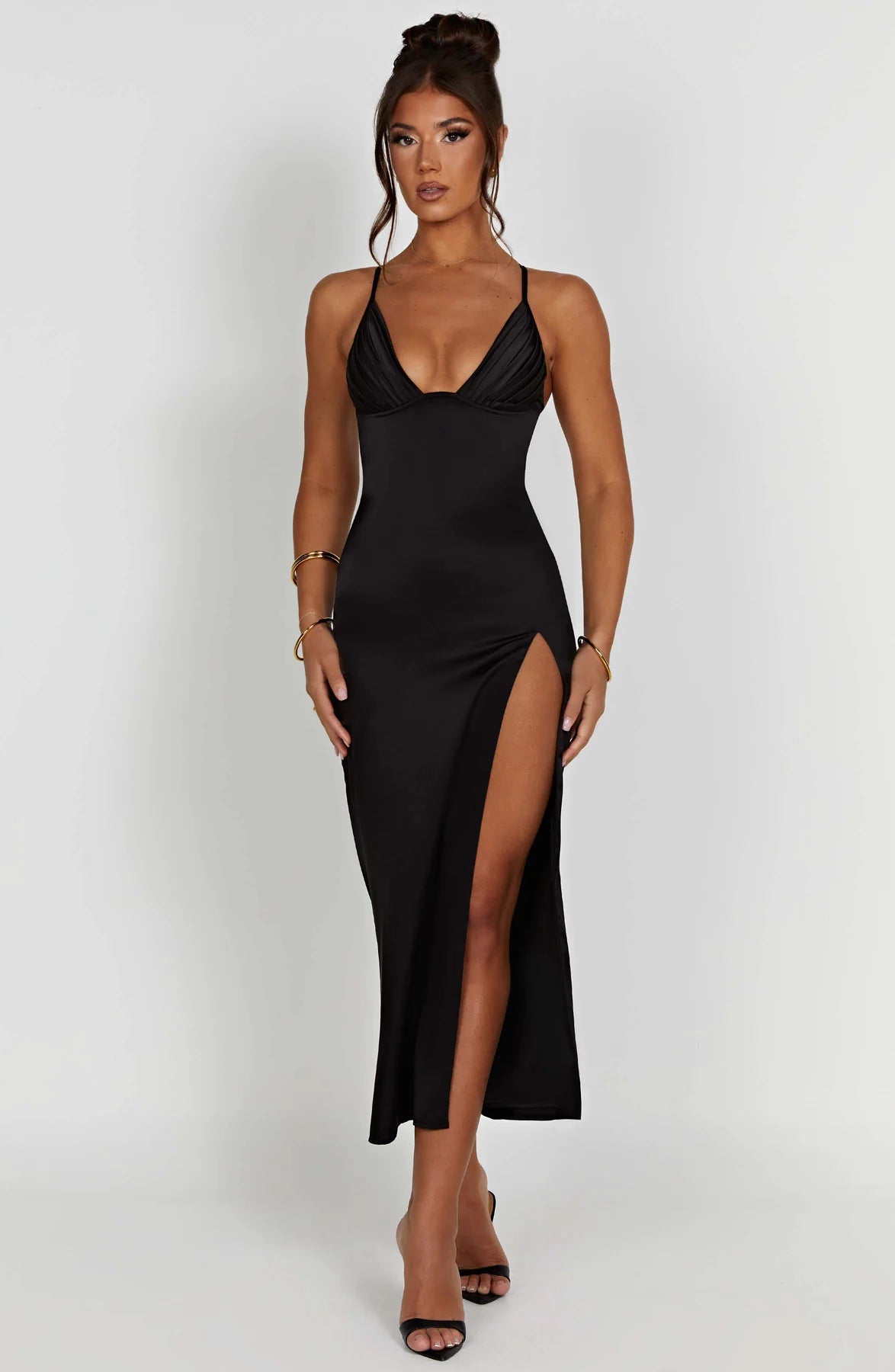 Elegant Spaghetti Strap Midi Dress