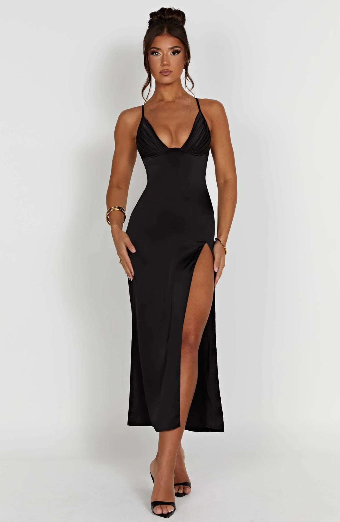 Elegant Spaghetti Strap Midi Dress