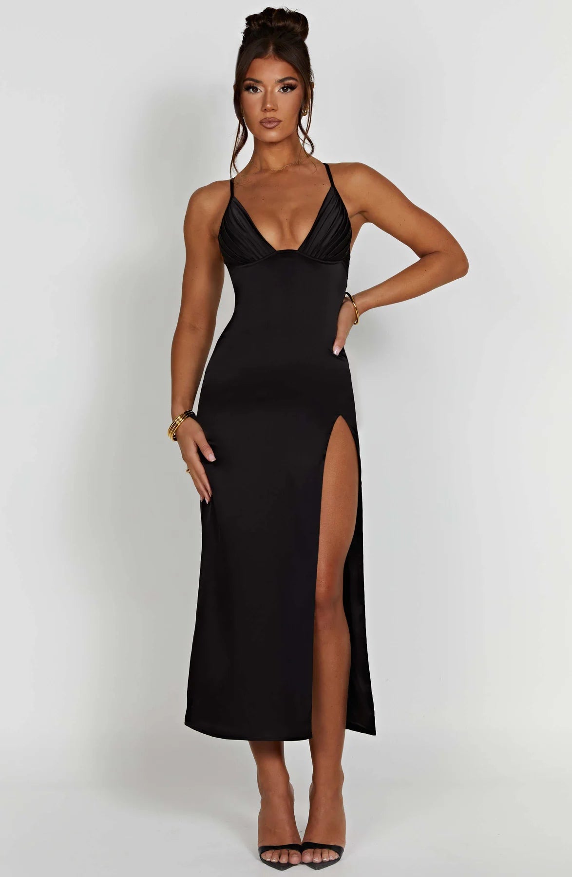 Elegant Spaghetti Strap Midi Dress