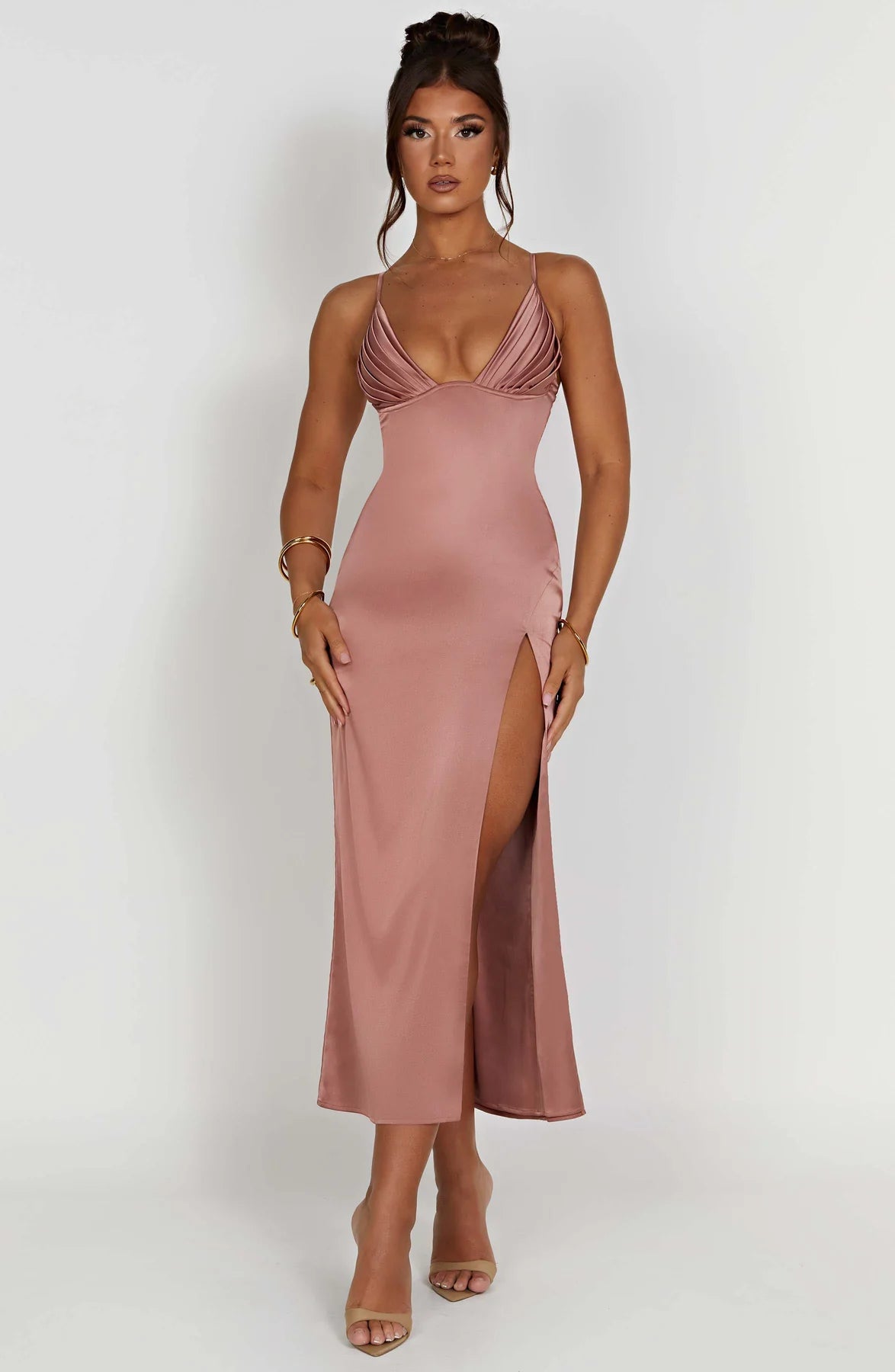 Elegant Spaghetti Strap Midi Dress