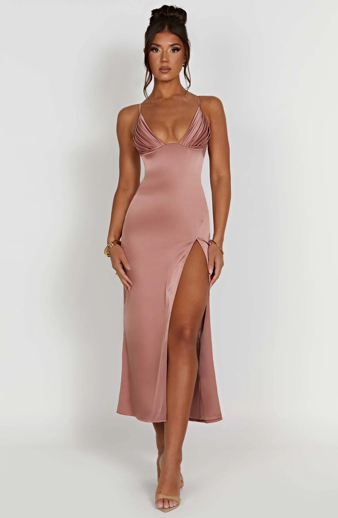 Elegant Spaghetti Strap Midi Dress