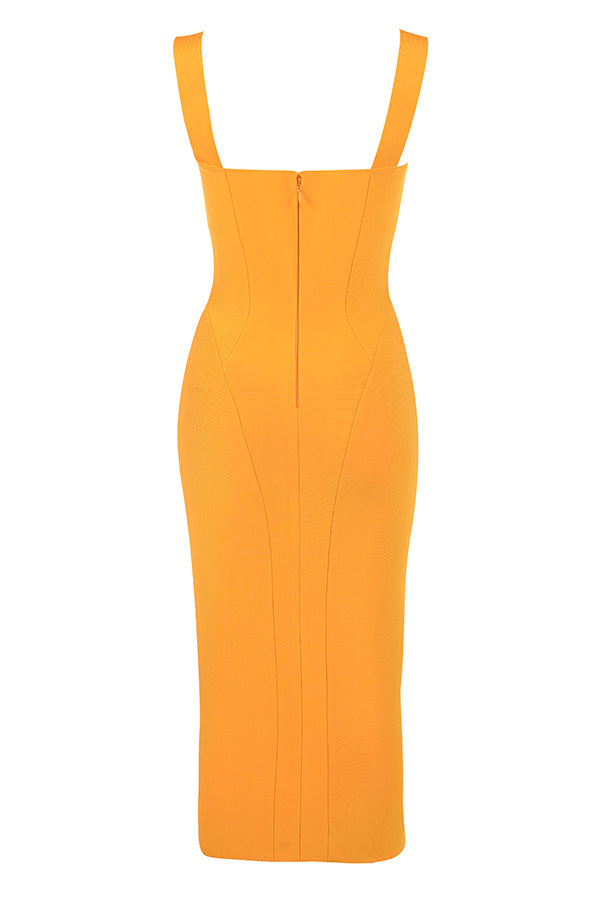 Midi dress with tangerine bandage