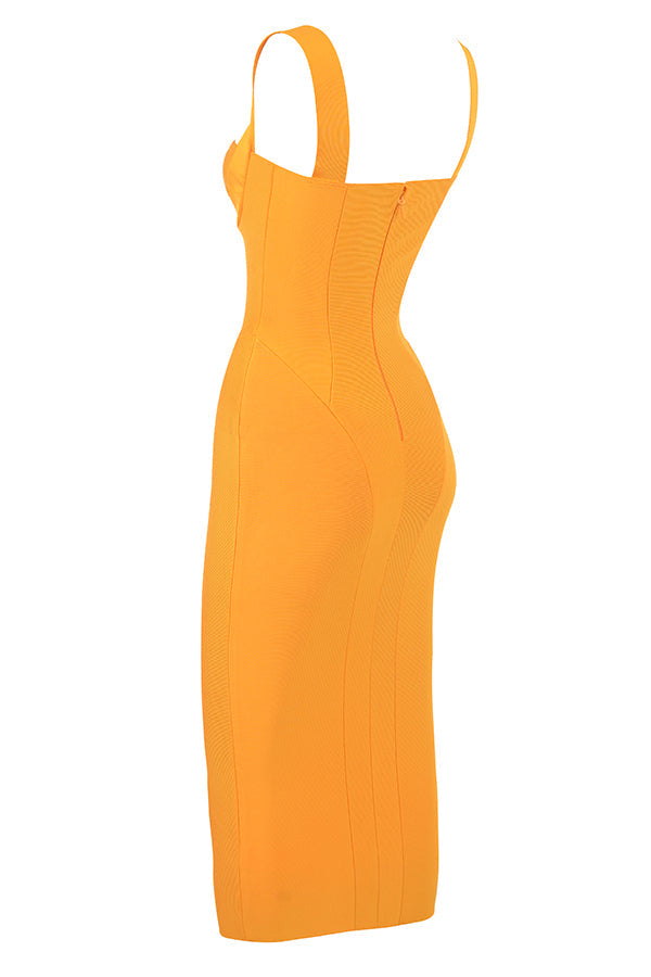 Midi dress with tangerine bandage