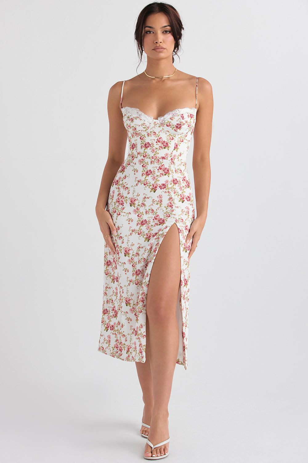 Print corset midi sundress