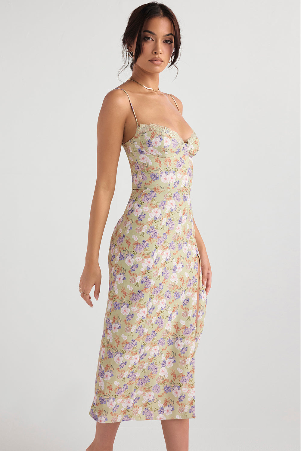 Print corset midi sundress