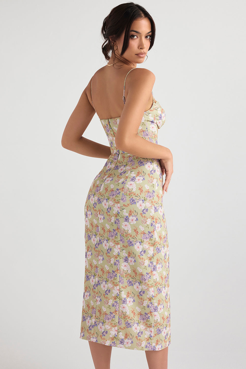 Print corset midi sundress