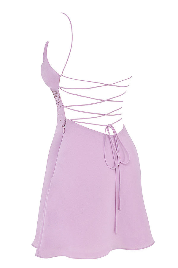 Mistress Rocks mini dress embellished with lilac crystals