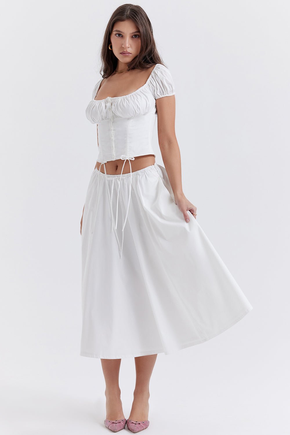 Pleated top with midi skirt