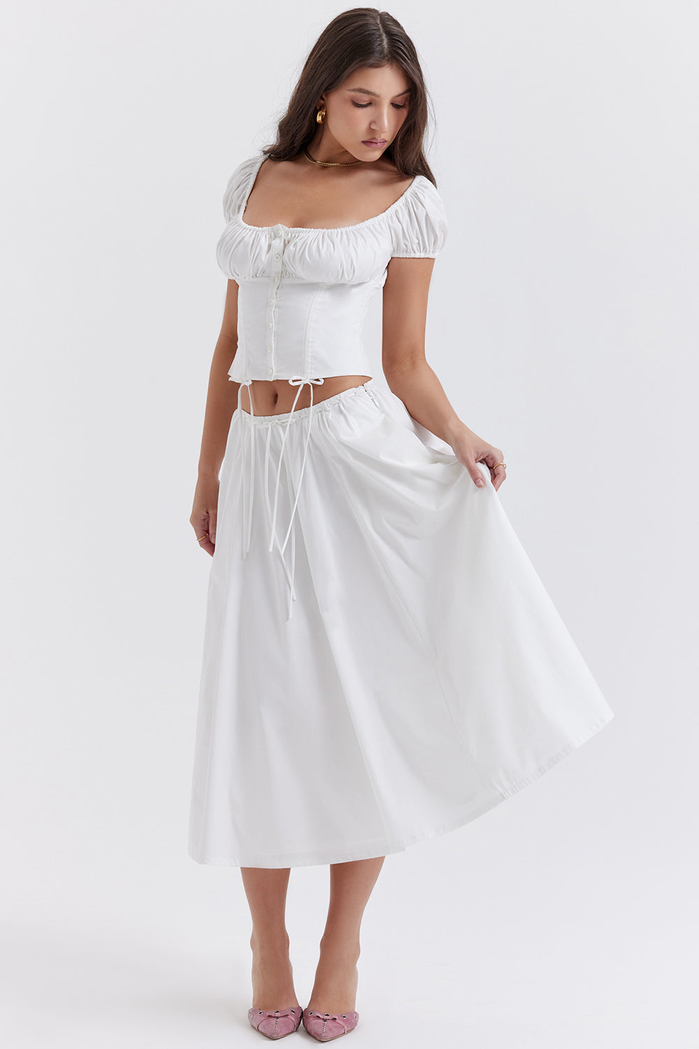 Pleated top with midi skirt