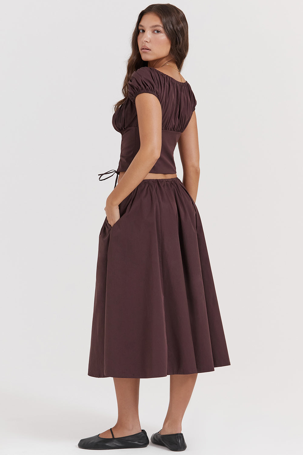 Pleated top with midi skirt