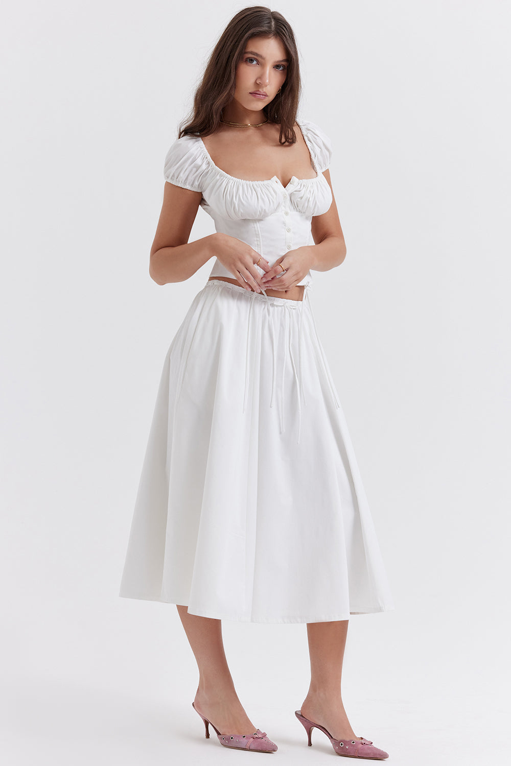 Pleated top with midi skirt