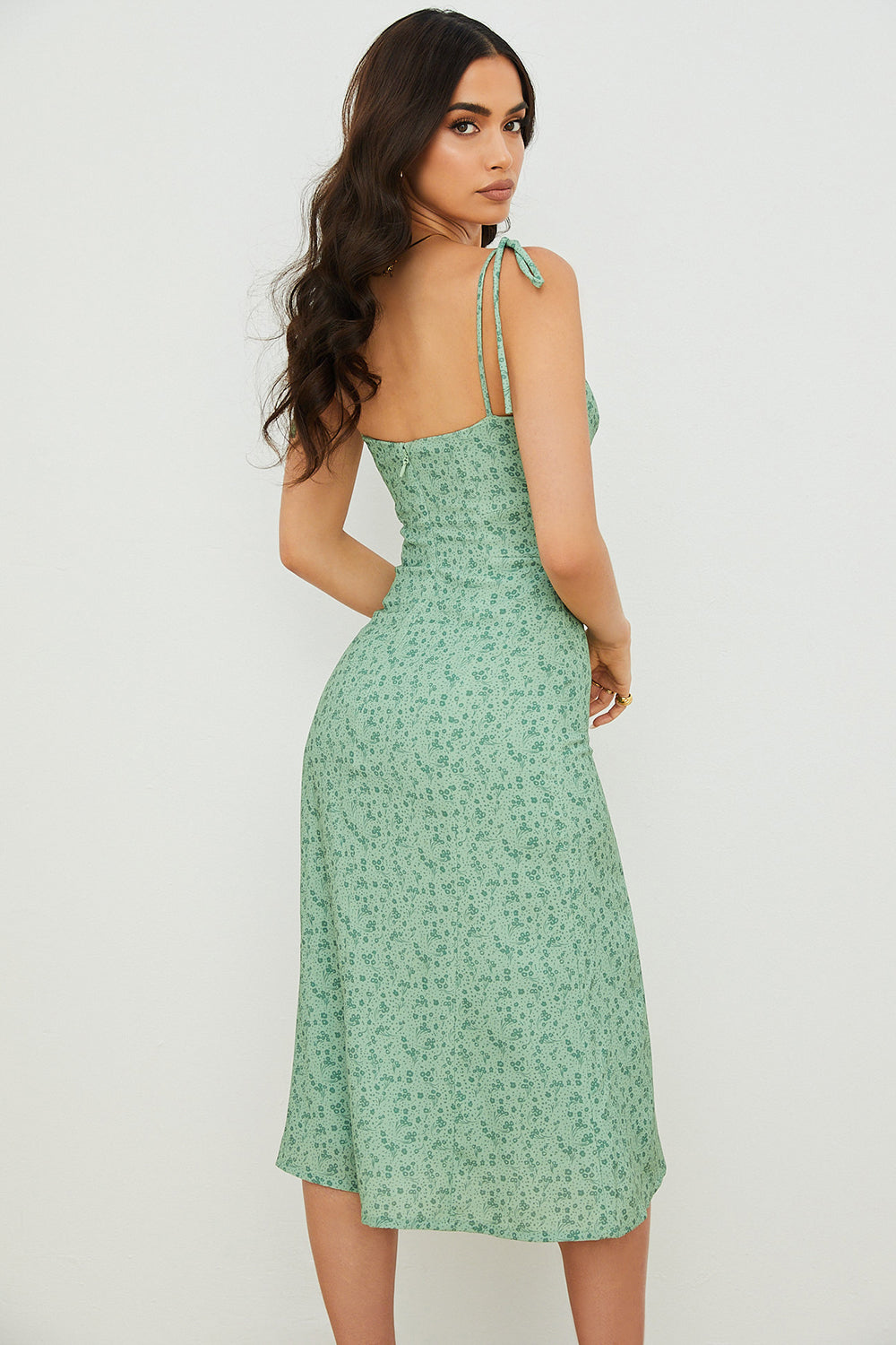 Tonal floral midi dress