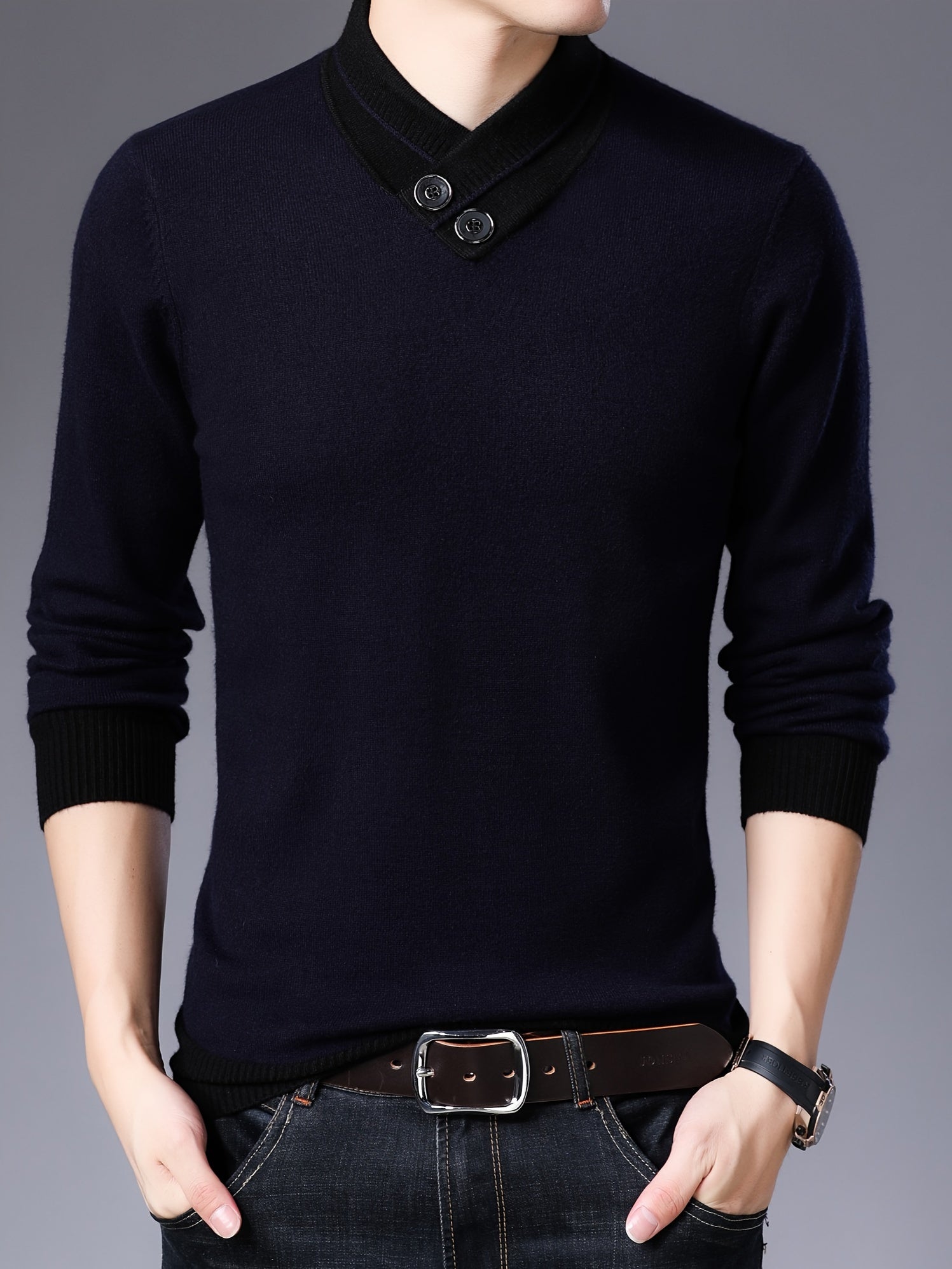 Shawl collar sweater for men