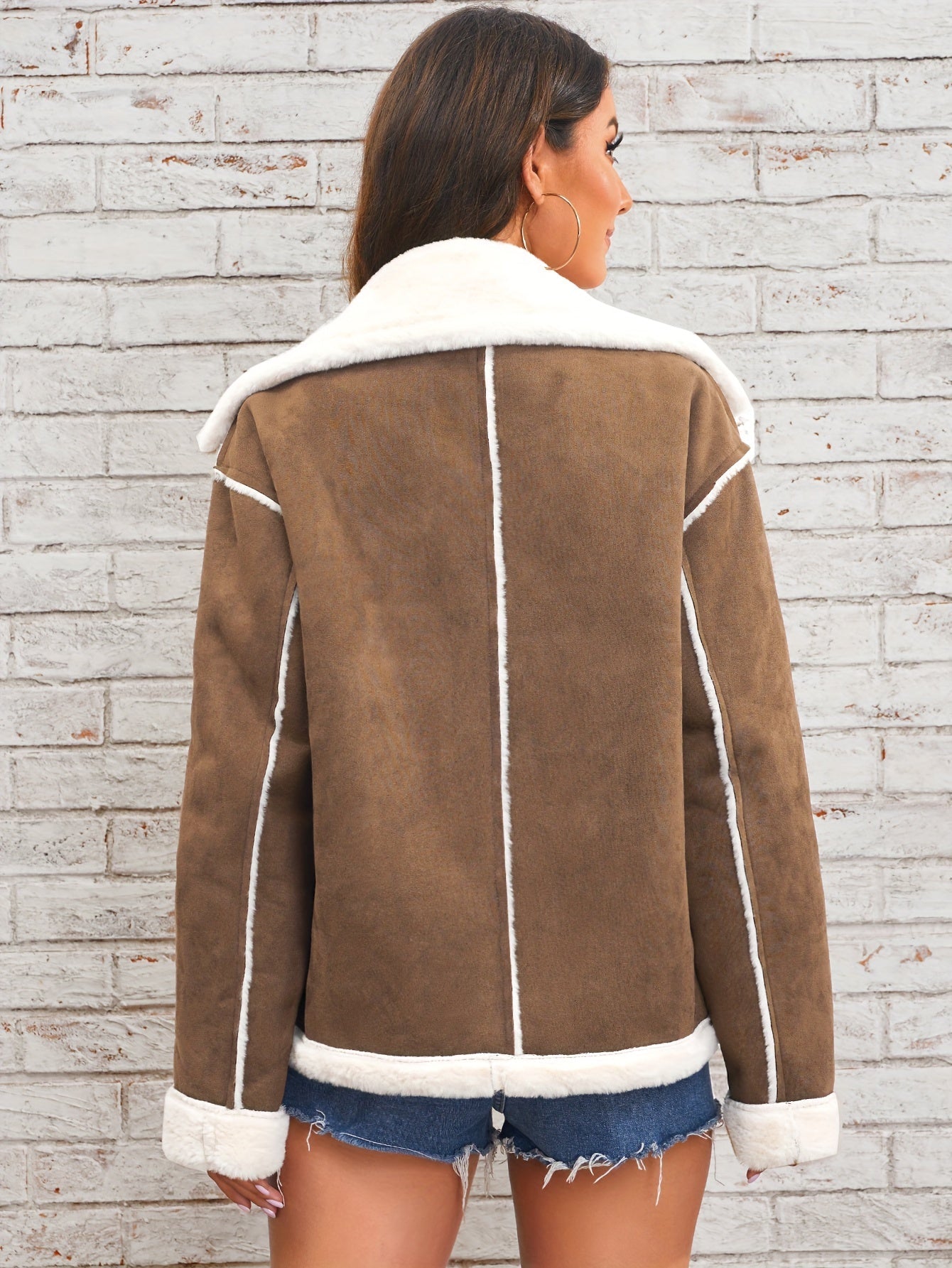 Lapel plush jacket