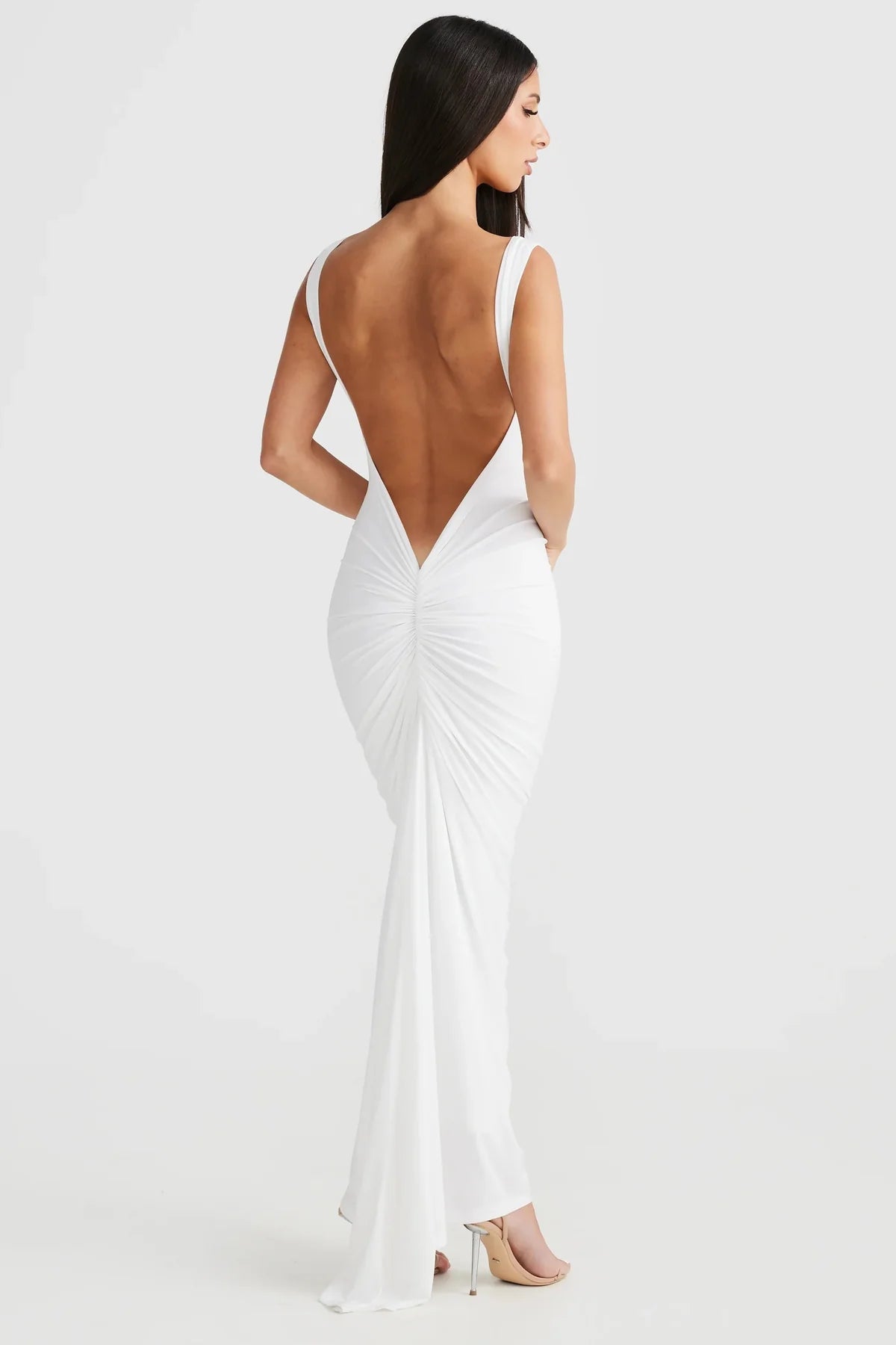 Backless Long Sheath Pleated Dress