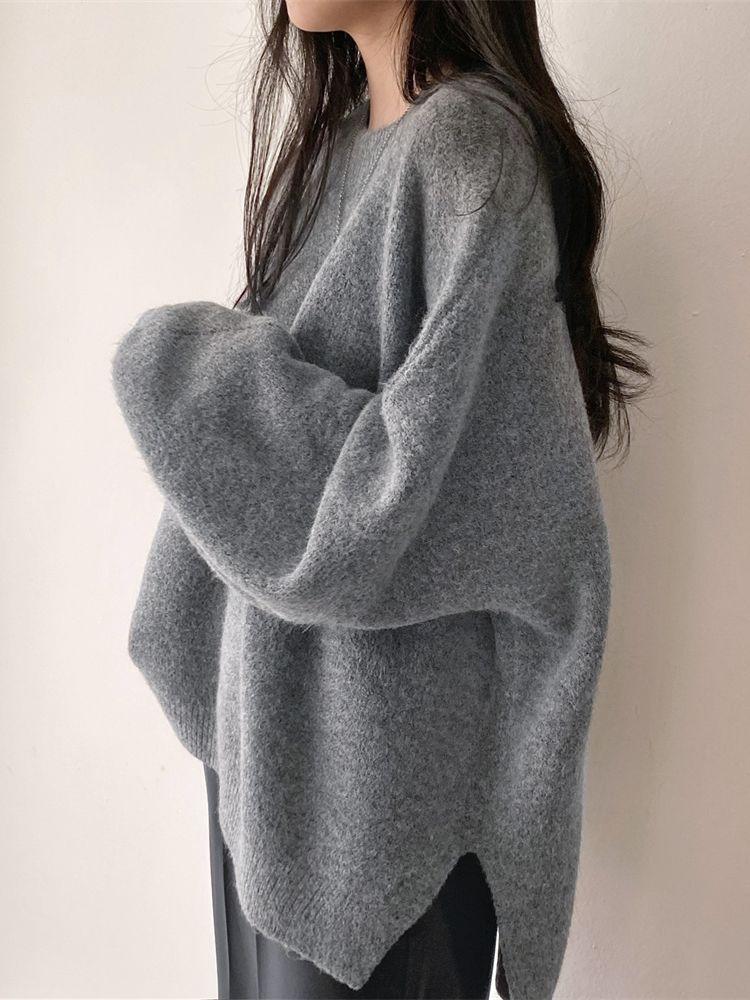 Gray oversized sweater for women