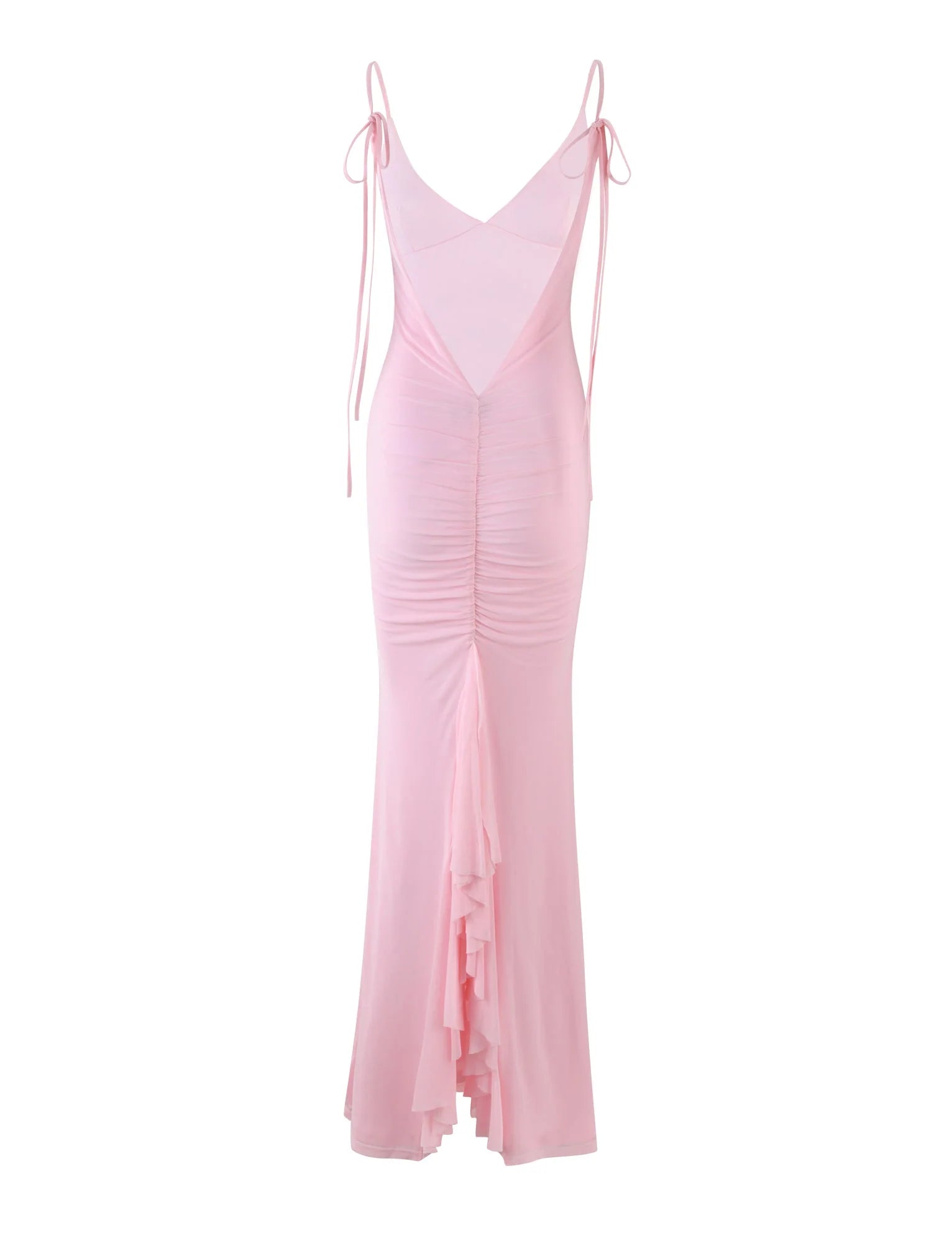 Maxi Dress In Light Pink With Flared Hem