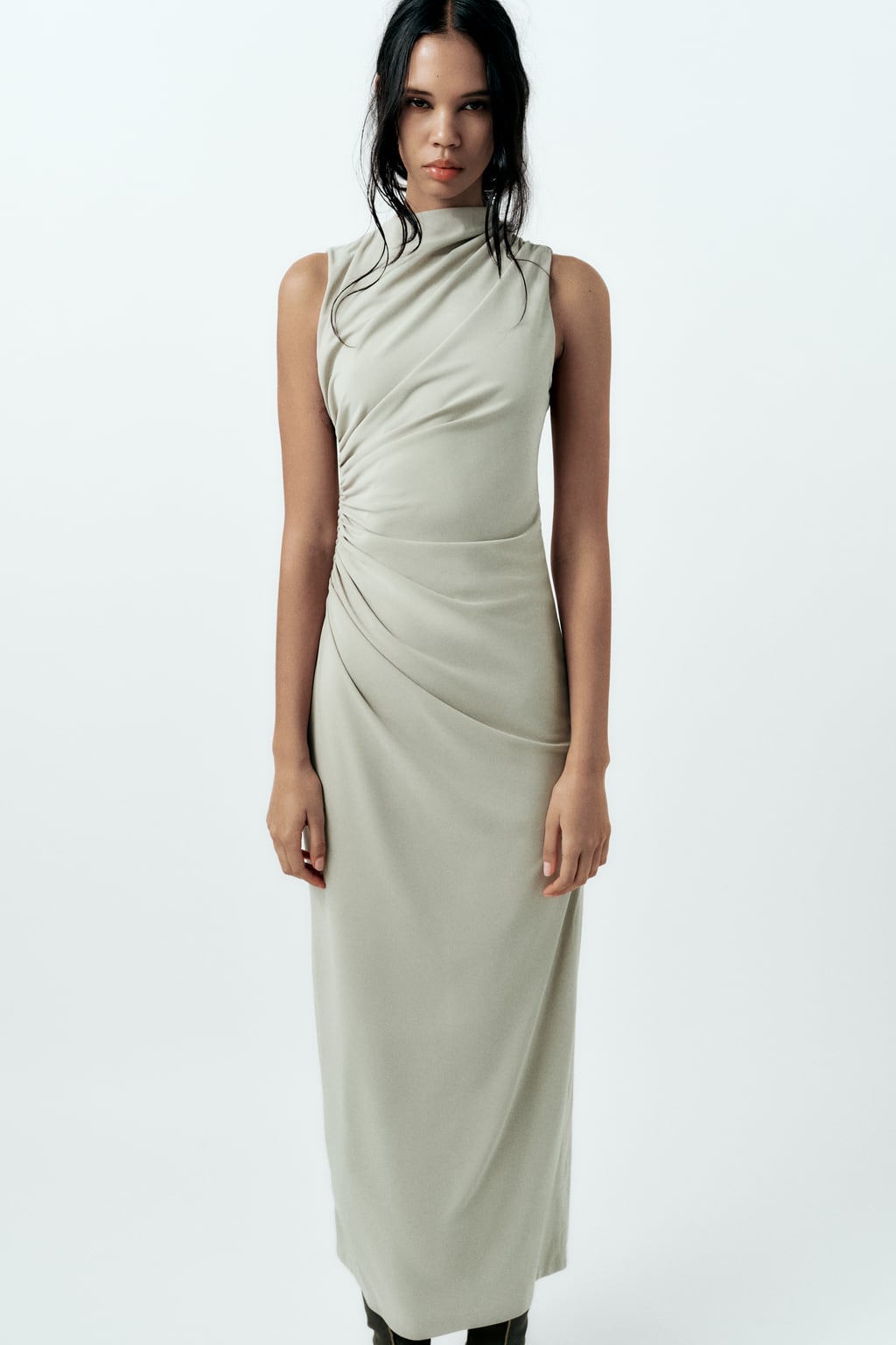 Sleeveless Midi Dress In Light Green