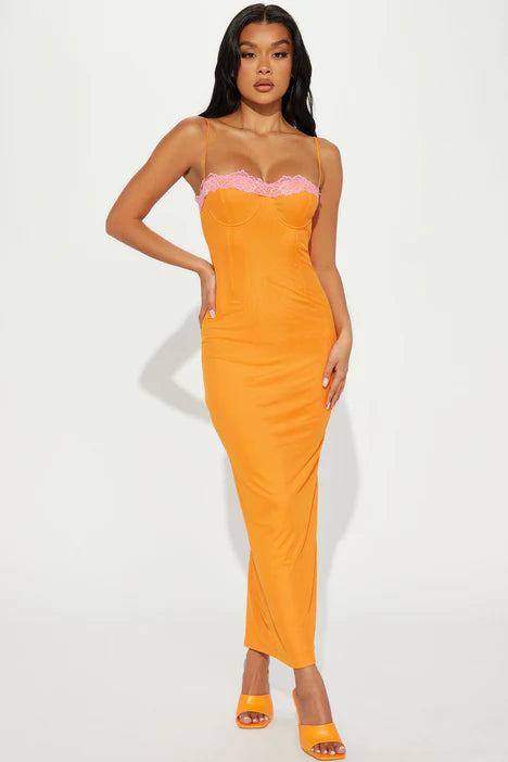 Bodycon Maxi Dress In Orange