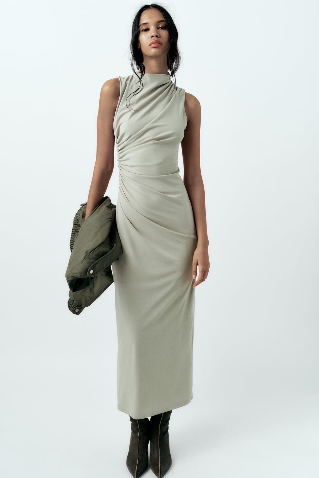 Sleeveless Midi Dress In Light Green