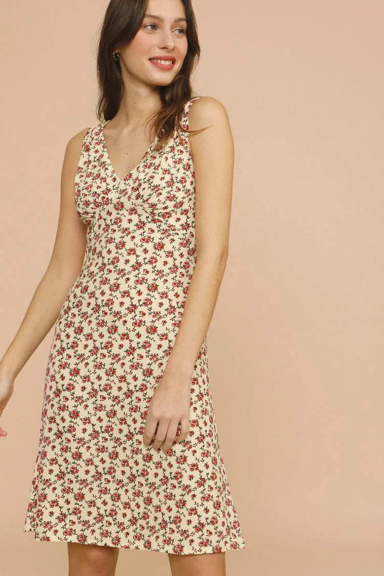 Floral Sleeveless V-Neck Midi Dress