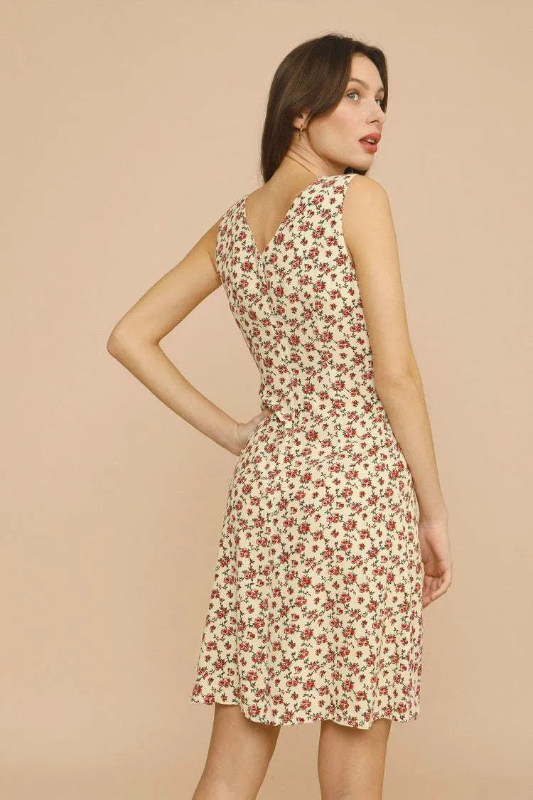 Floral Sleeveless V-Neck Midi Dress