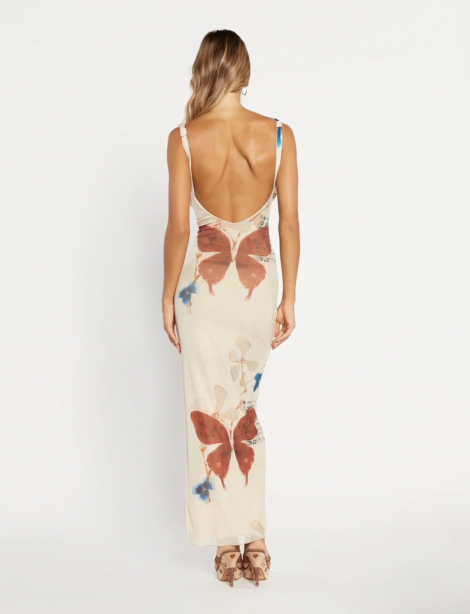 Floral Backless Maxi Dress In Yellow