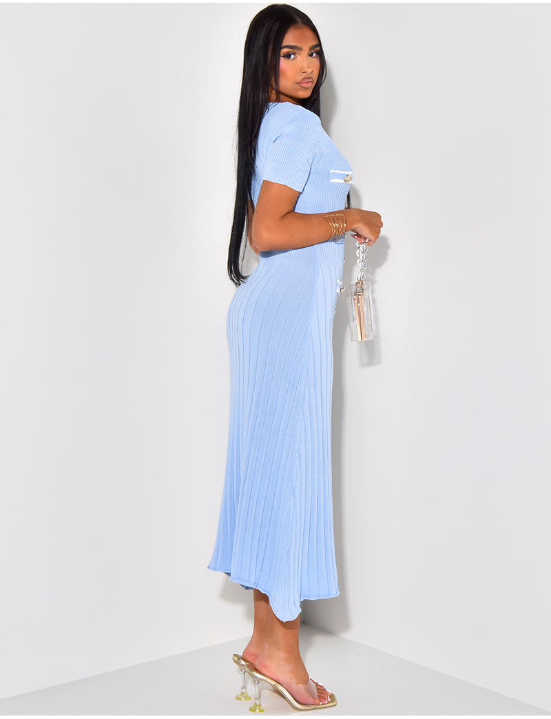 Button Up Knitted Maxi Dress