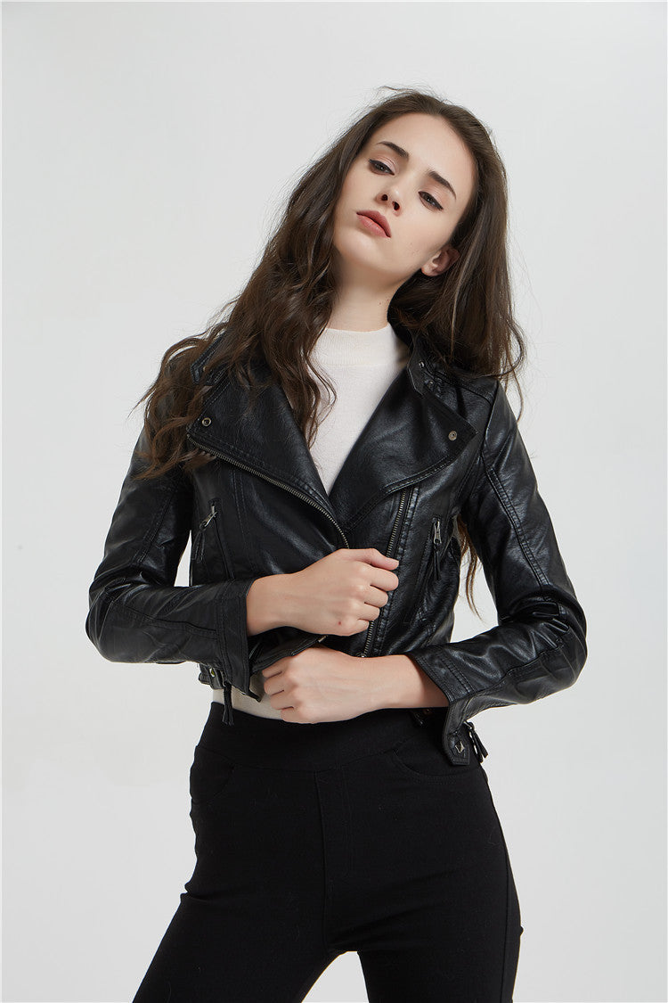 Casual Short Black Leather jacket