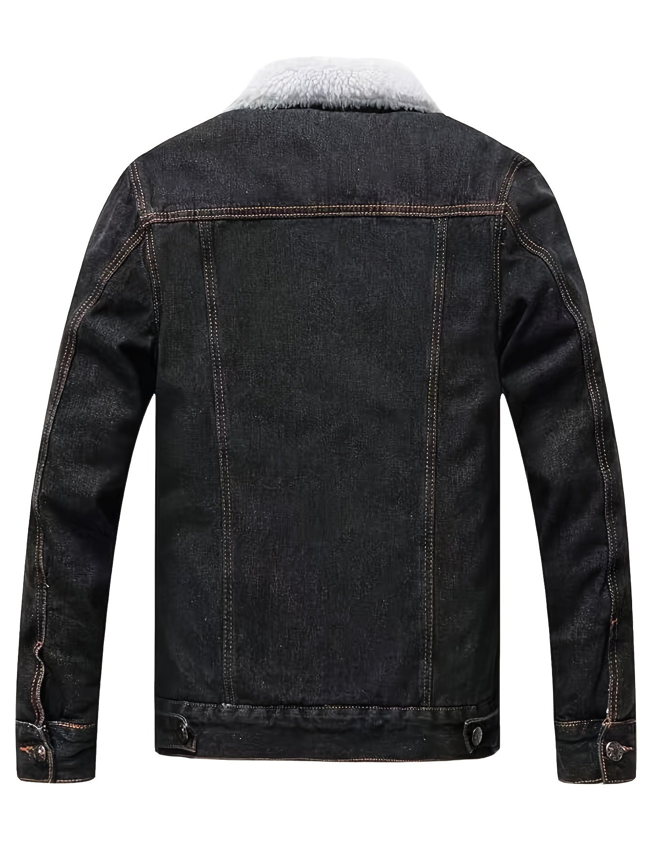 Black fleece denim jacket