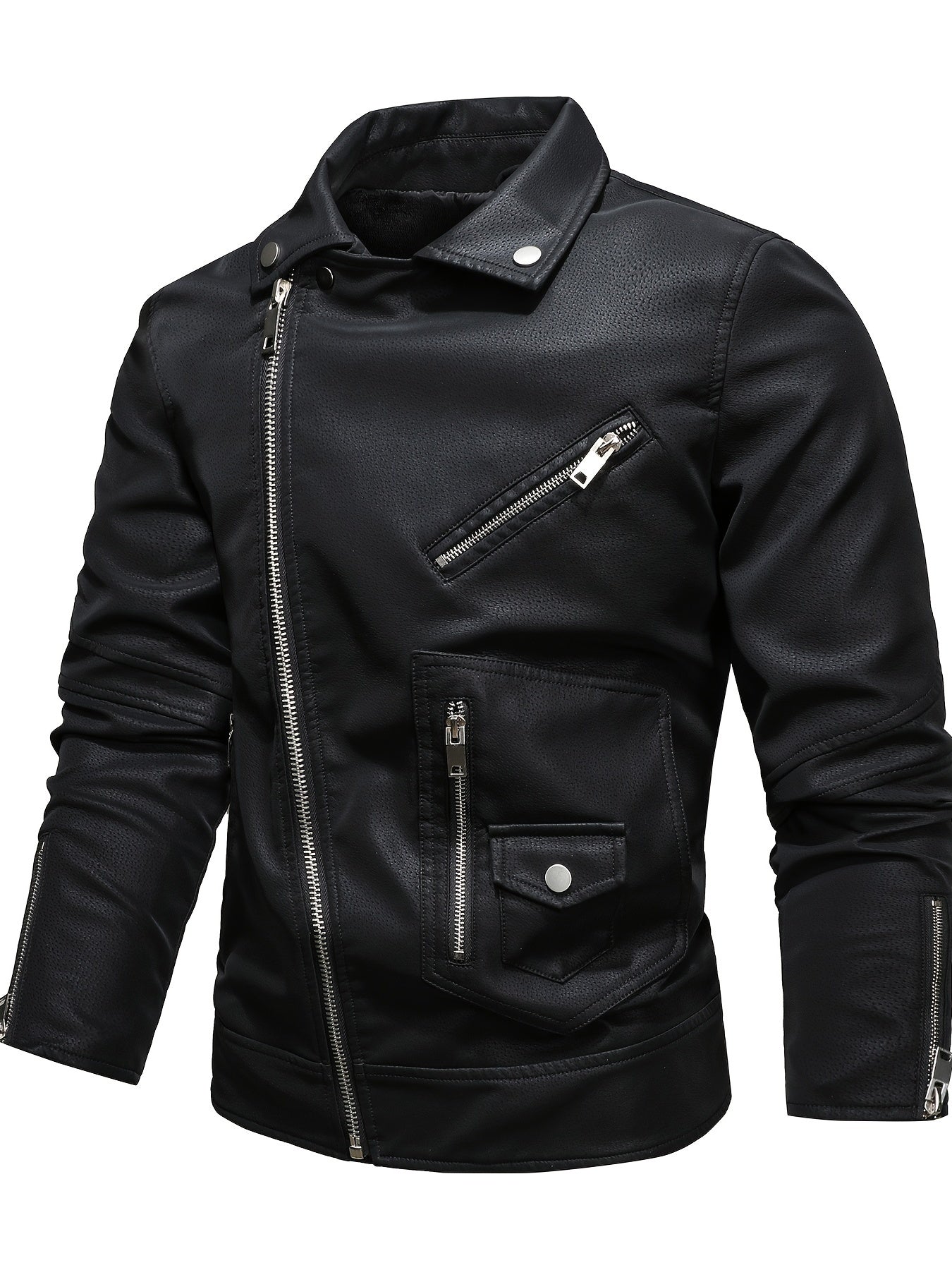 Warm leather jacket for men