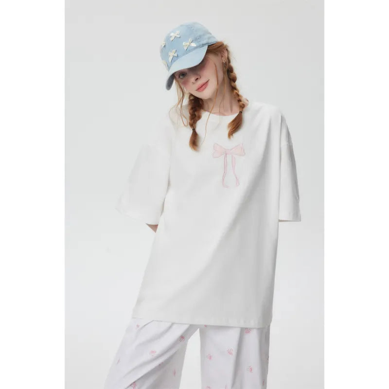 Bow Embroidered Oversized T-shirt