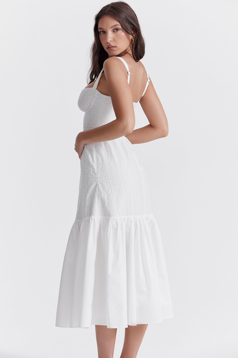 White midi sundress from Broderie Anglaise