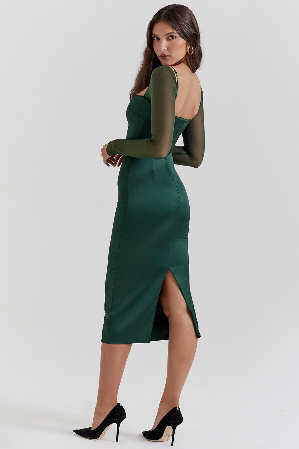 Emerald green midi dress