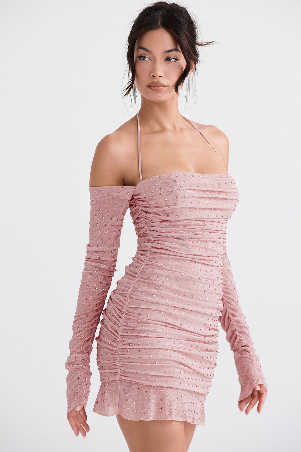 Soft pink crystallized dress