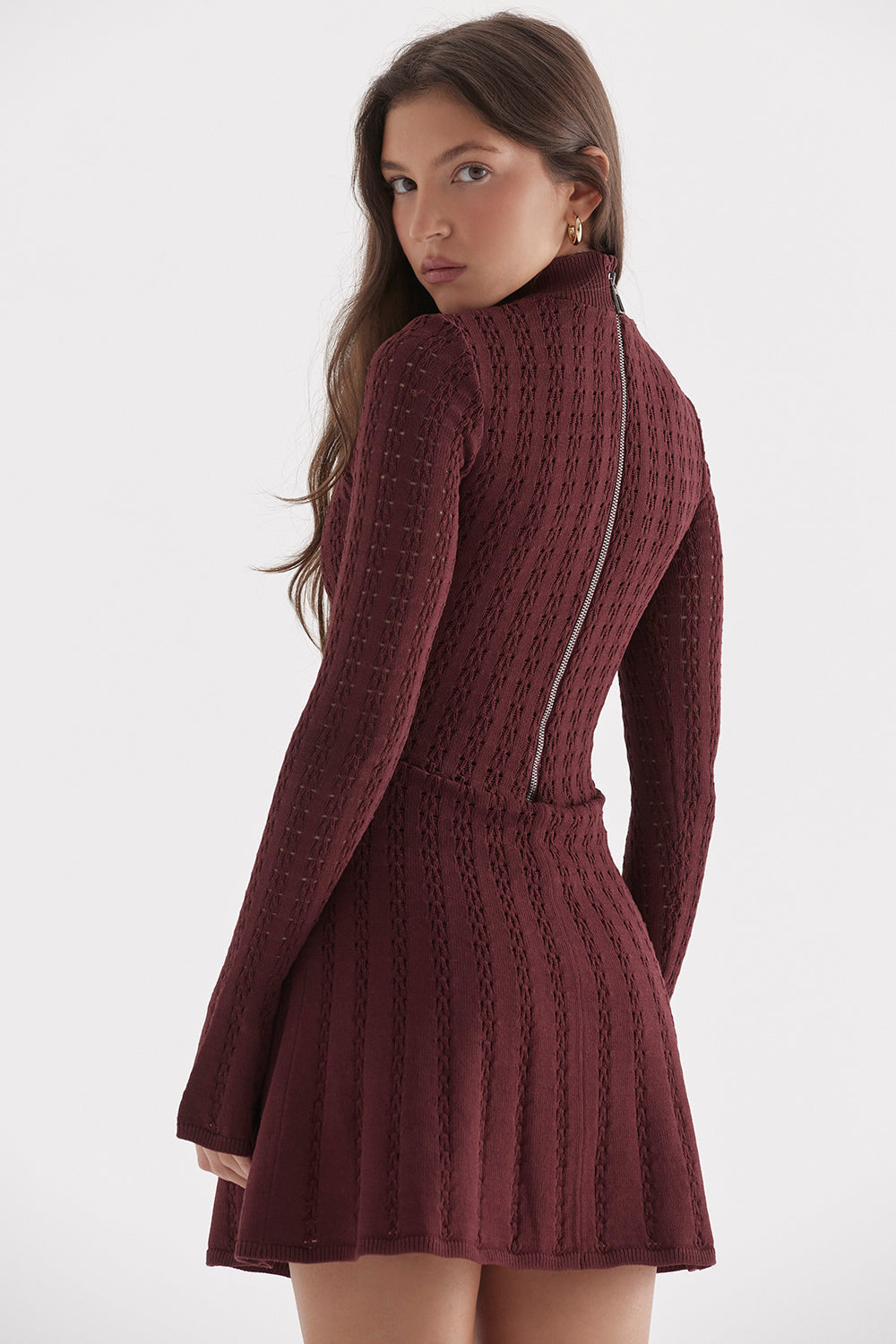 Wine knit corset dress