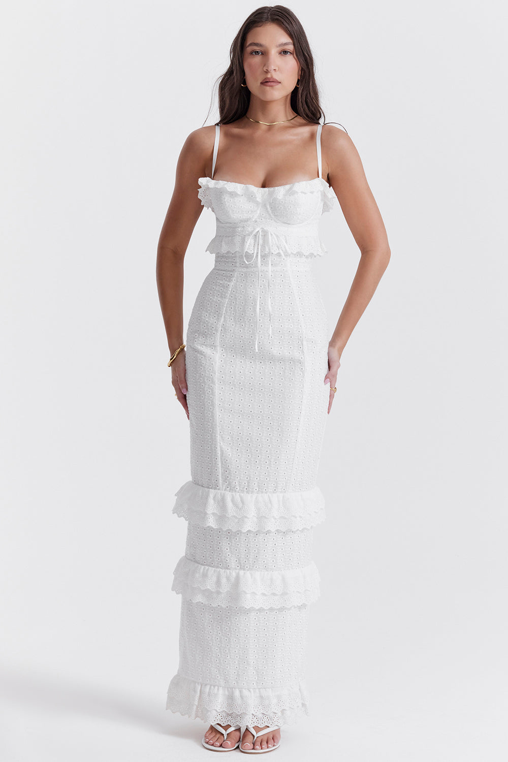 White broderie maxi dress