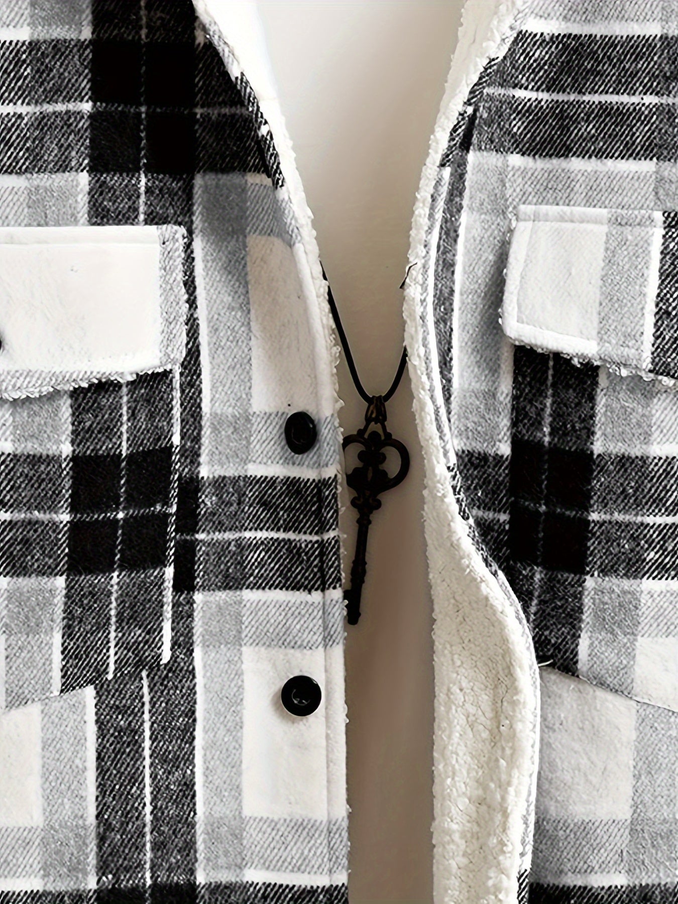 Hoodie with checked fleece lining