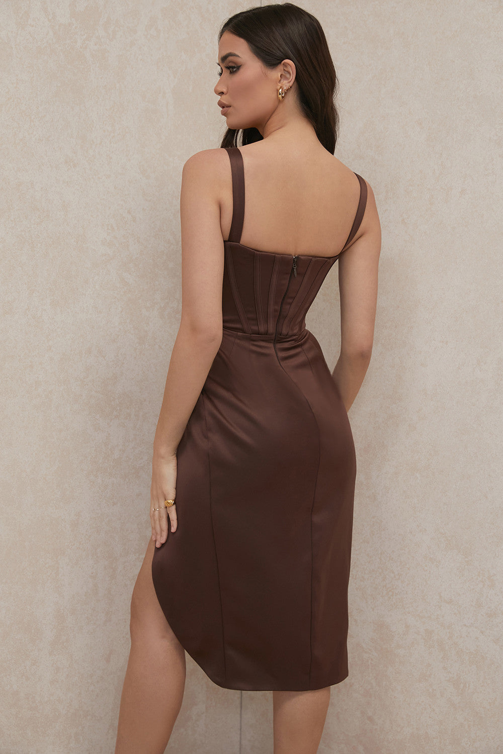 Satin pleated midi dress